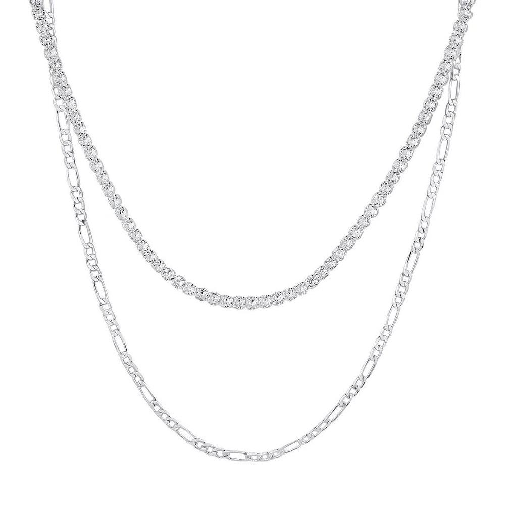 New AND NOW THIS Double Row Chain Tennis Necklace